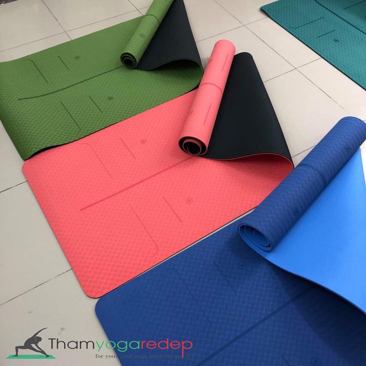 Thảm Tập Yoga Định Tuyến,Thảm Tập Gym Định Tuyến, Thảm yoga TPE Cao Cấp 2 Lớp 6mm Loại I Chống Trượt(Tặng Kèm Túi).