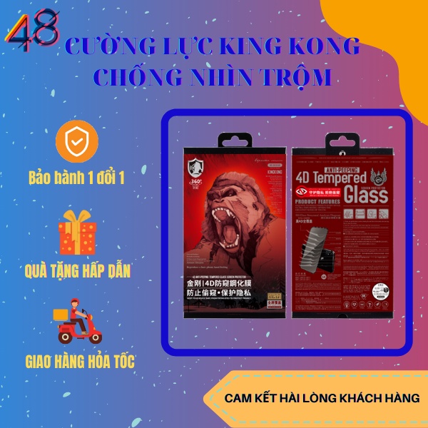 Cường Lực iPhone Chống Nhìn Trộm K.I.N.G.K.O.N.G Full Màn