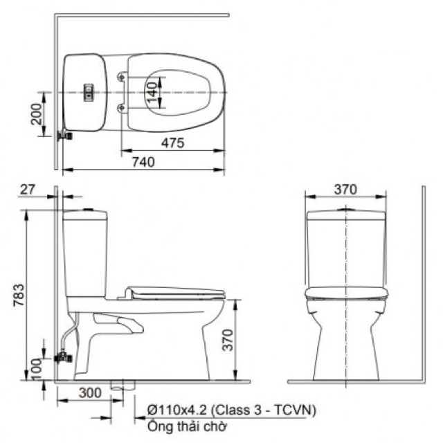 Bồn Cầu INAX AC-808VN 2 Khối Xả Nhấn Aqua Ceramic