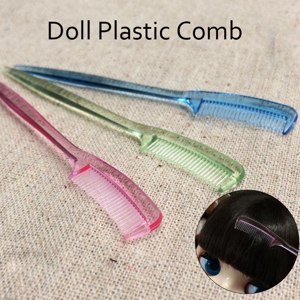 Bộ 1 / 5 cái lược nhựa chải lông mày và tóc búp bê 1/3 1/4 1/6 1/8 bằng nhựa trong suốt 4 màu 9cm