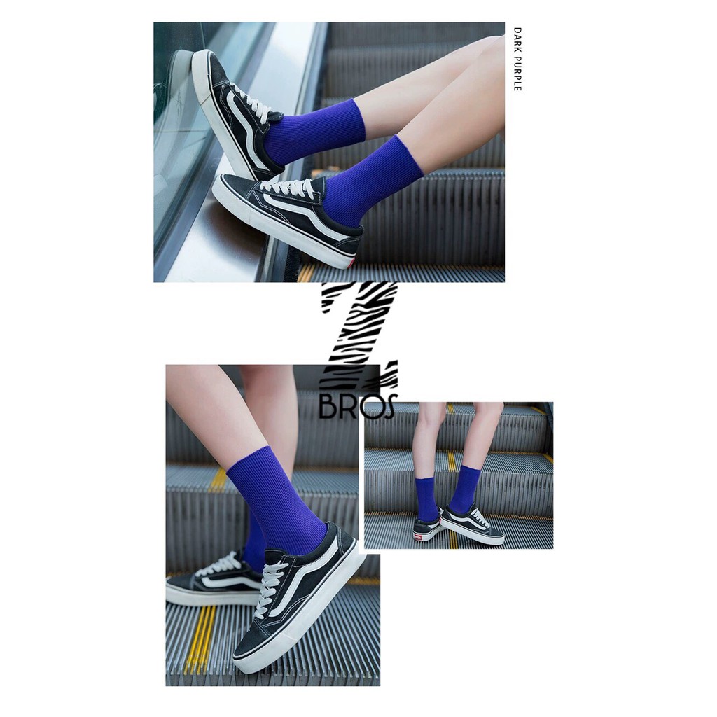 [100% COTTON] Tất nhún Hàn Quốc Nam Nữ – Kiểu dáng Vintage Vớ len gân tăm nhỏ cổ cao (dài) | BigBuy360 - bigbuy360.vn