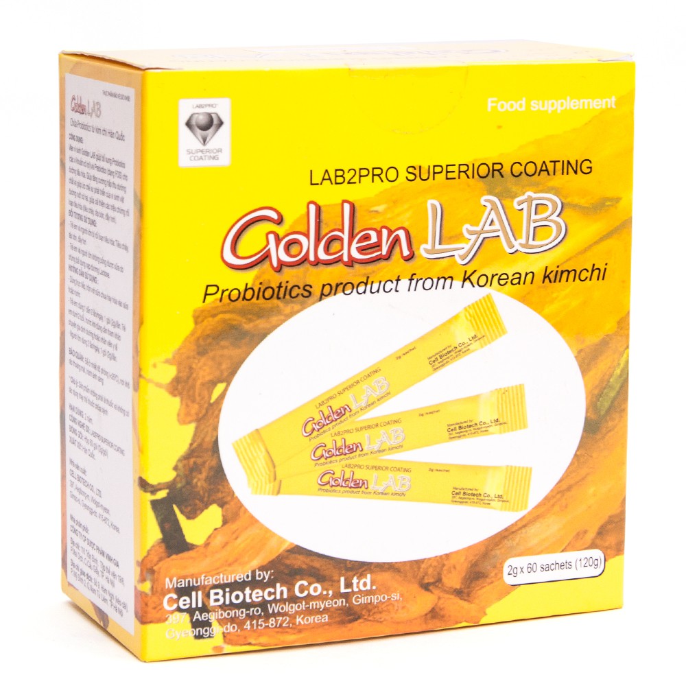 Men vi sinh Golden Lab - Giúp tăng cường tiêu hóa, giảm rối loạn tiêu hóa và cải thiện tiêu chảy, táo bón (Hộp 60 gói)
