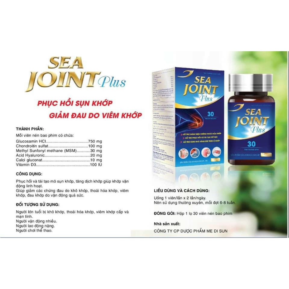 Sea Joint Plus - Viên uống bổ sung glucosamin, hỗ trợ phục hồi, tái tạo sụn khớp, giảm đau nhức, thoái hóa, khô khớp