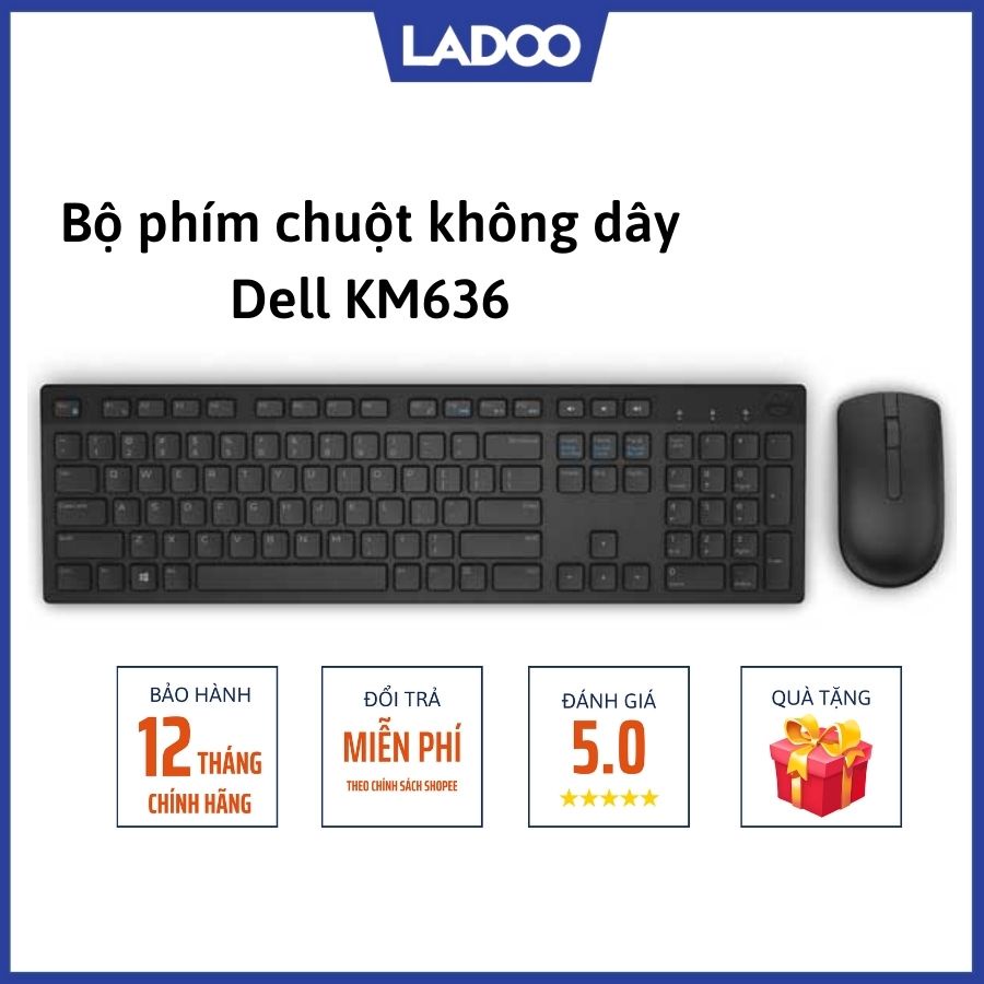 Bộ bàn phím chuột không dây DELL KM636 - Bảo hành 12 tháng chính hãng