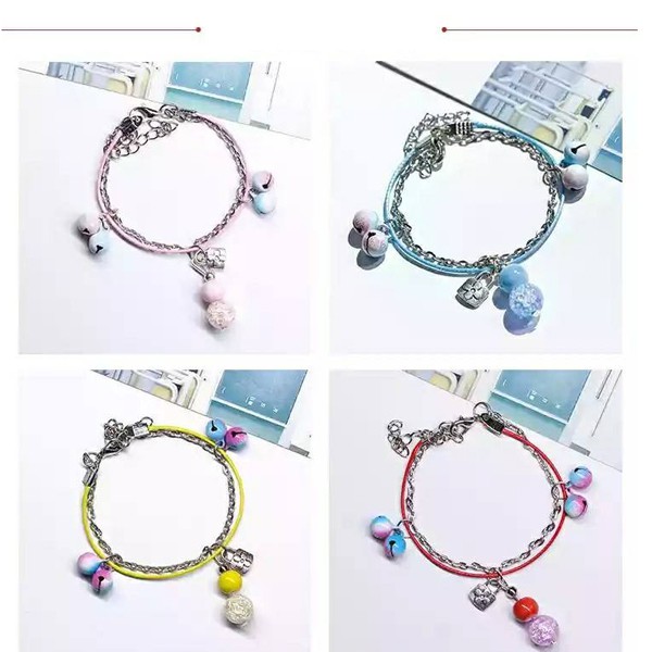 Vòng gốm hồng - xanh lục lạc lắc tay khóa trường mệnh tình yêu xinh xắn dễ thương