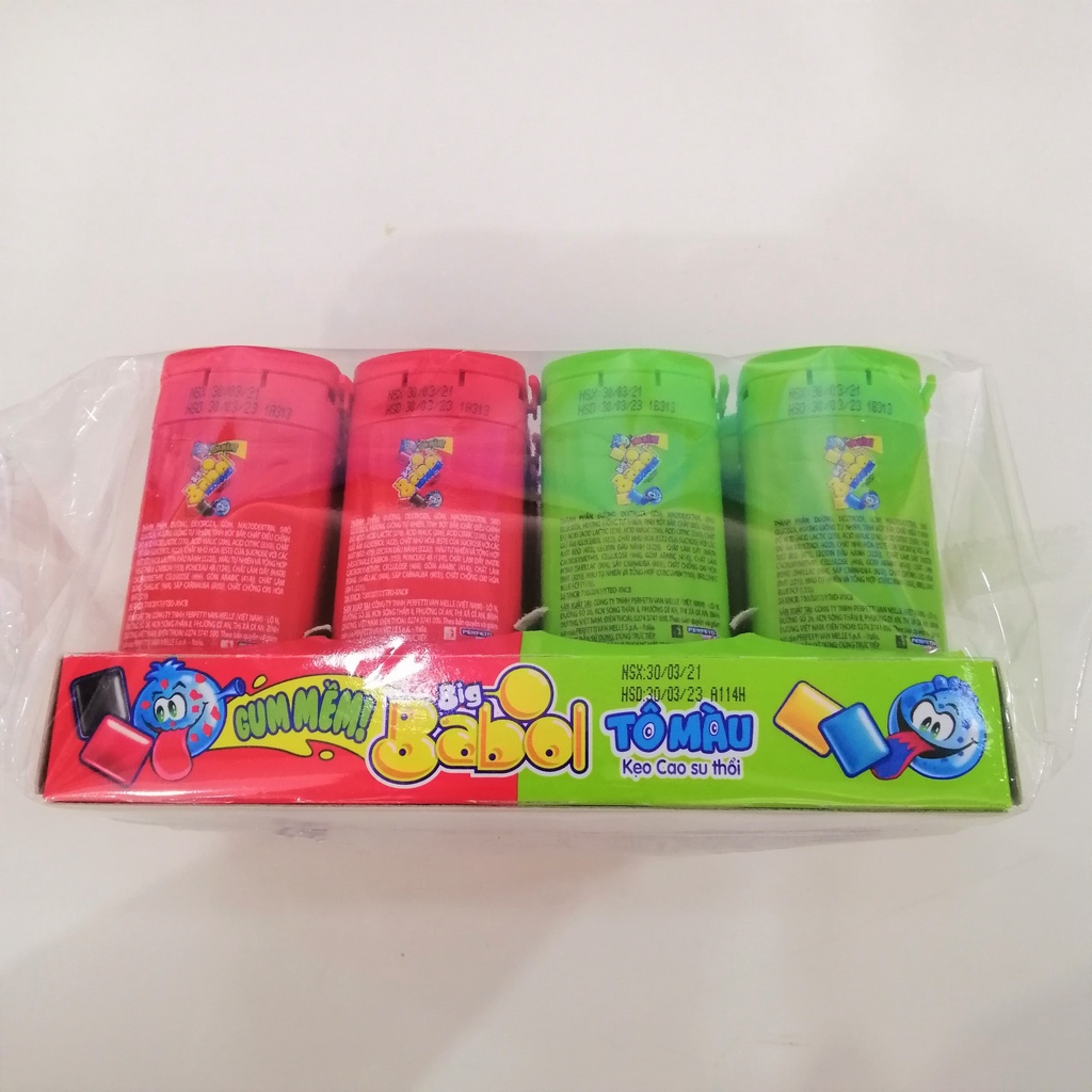 Kẹo Sing-gum Mềm Big Babol Tô Màu Kẹo Cao Su Thổi (Lốc 12 hủ)