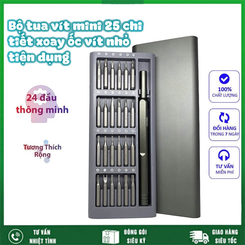 Bộ tua vít đa năng mini 24 đầu bỏ túi , tô vít đa năng sửa chữa điện thoại làm từ thép không gỉ cao cấp