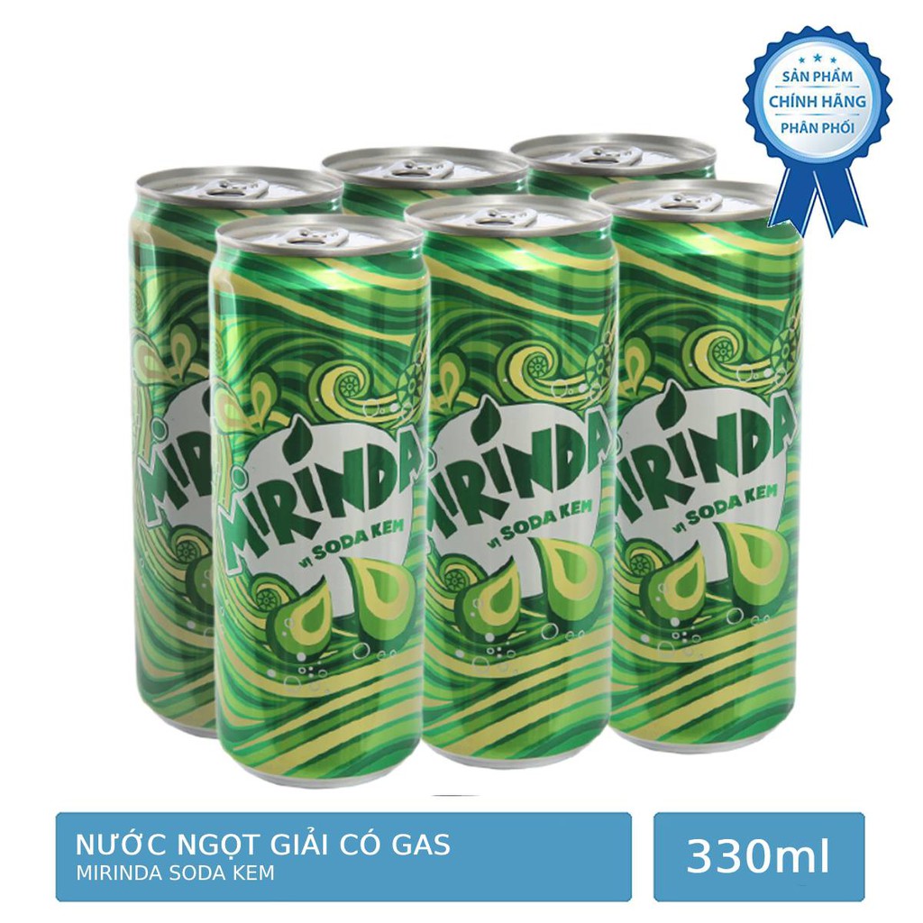 Lốc 6 Lon Nước Ngọt Giải Khát Có Gas Mirinda Vị Soda Kem 330ml