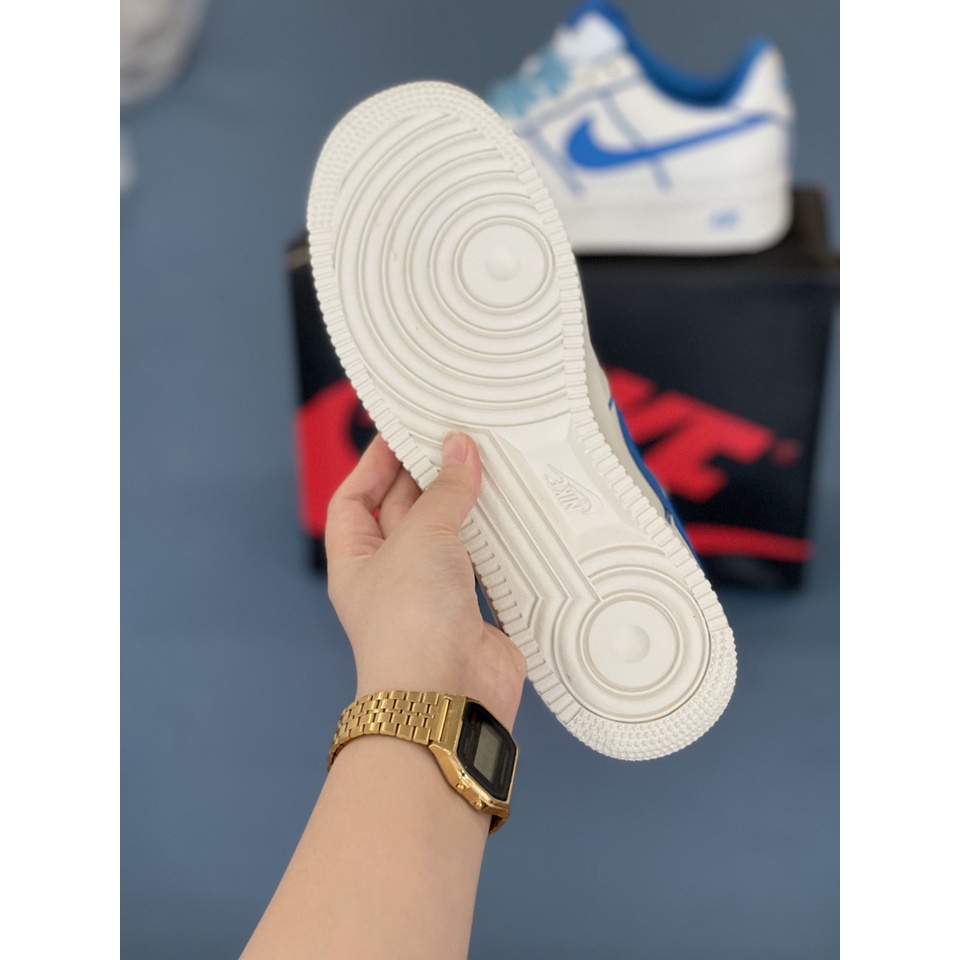 Giày_Nike, Giày AF1 Trắng Viền Xanh Hàng Cao Cấp Premium Full Box, Bill