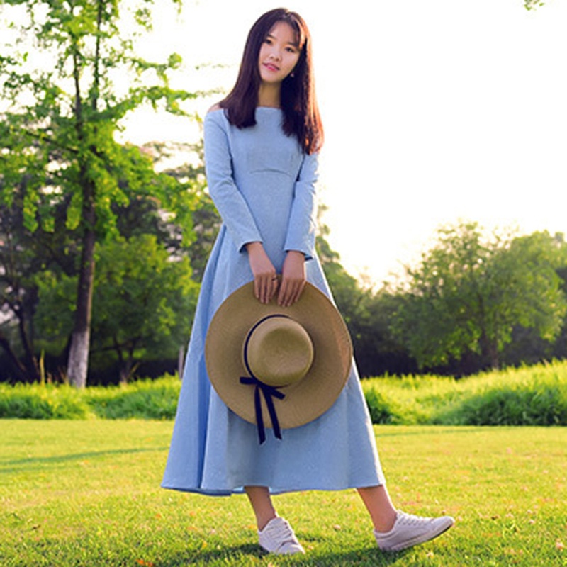 Nón Cối Rộng Vành Phối Nơ Thời Trang Đi Biển Chống Tia UV Sự Bảo Vệ