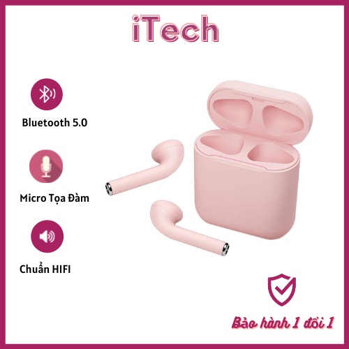 Tai Nghe Buletooth Không Dây Inpods i12 TWS 5.0 Cho IP và Samsung Màu Hồng Nữ Tính Dễ Thương Cực Cute