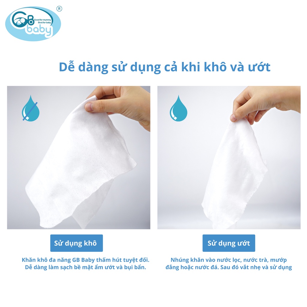 Khăn vải khô đa năng Gb baby cho mẹ bé bịch 300g 600g