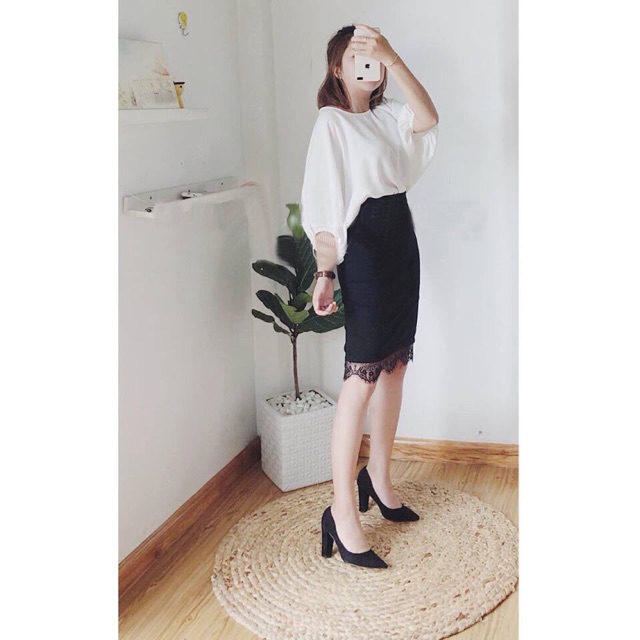 Chân váy công sở đăng ren hàng xưởng Hanna