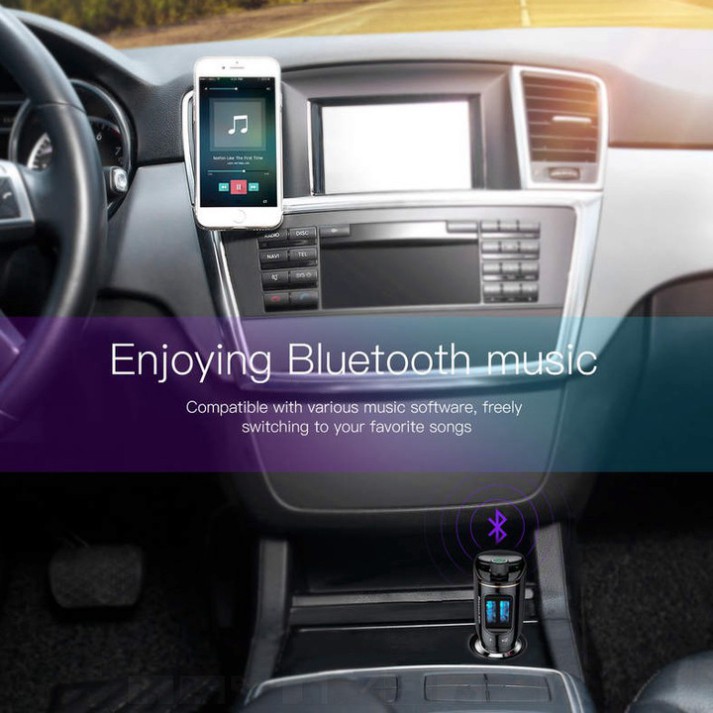 Sản Phẩm Tẩu nghe nhạc ô tô tương hiệu Baseus CCALL-RH01: Bluetooth V4.2, cổng sạc lên đến 3.4A