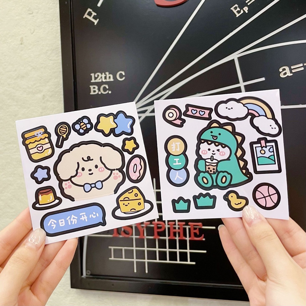 Tấm Sticker dán Hoạt hình dễ thương trang trí bình nước sổ vở đồ dùng