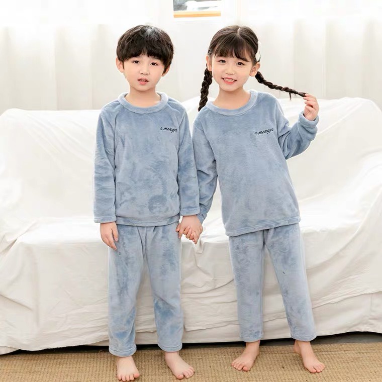 Bộ lông mặc nhà trẻ em cổ tròn siêu cute