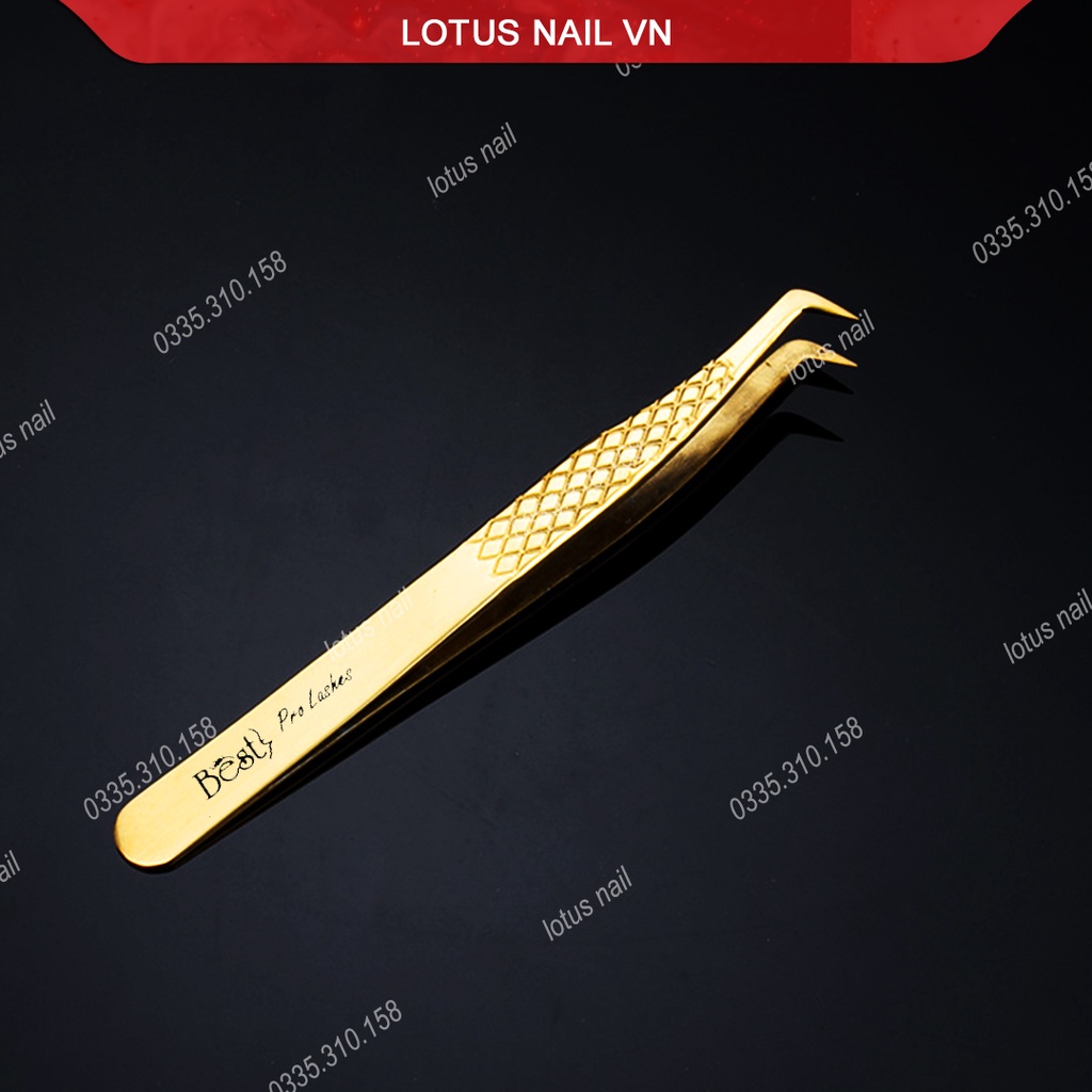 Nhíp volume tạo fan, nối mi mũi trơn mạ vàng phủ nano cap cấp
