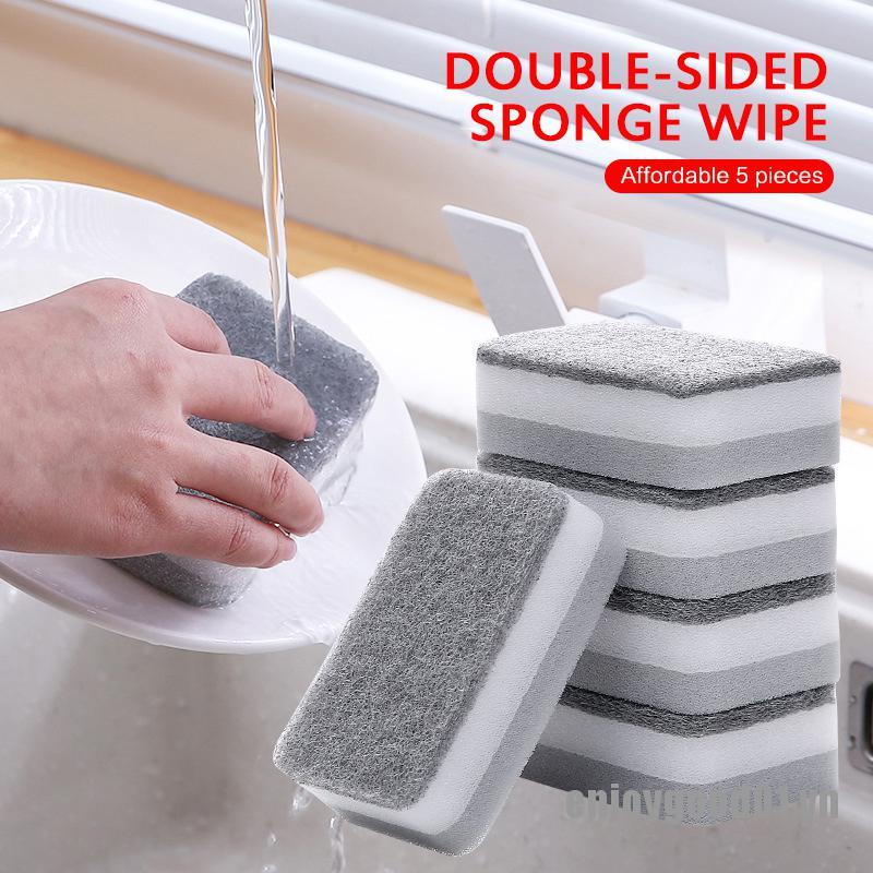 5 CÁI / Bộ Cọ rửa chén đĩa hiệu quả cao Bàn chải làm sạch vải nhà bếp Giẻ lau nhà bếp