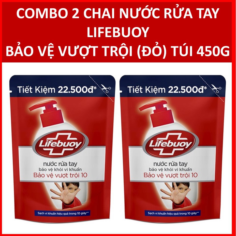 COMBO 2 túi Nước rửa tay Lifebuoy Bảo vệ vượt trội 10 (Đỏ) 450gX2 | BigBuy360 - bigbuy360.vn