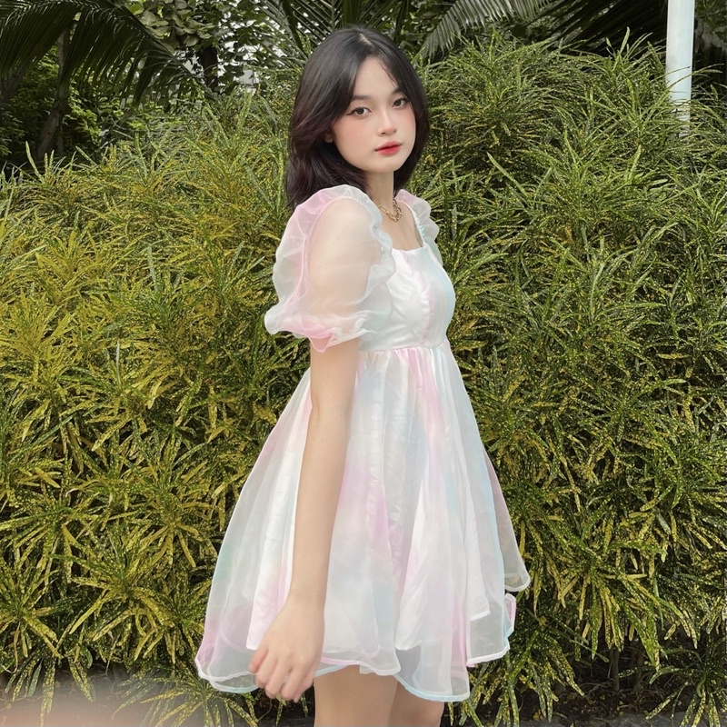 Đầm babydoll Rainbow công chúa 💓CHEAPY STORE 💓 FREESHIP💓 mặc dự tiệc, sinh nhật, kỉ yếu