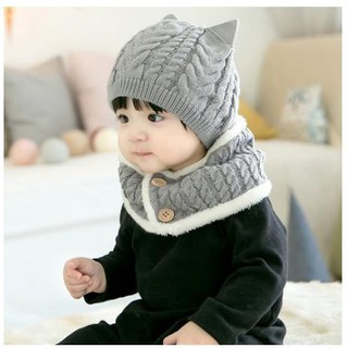 Set Mũ Khăn len Hồ Ly Cho Bé, Set Len cho bé