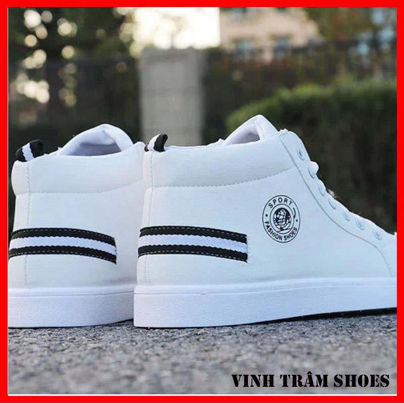 Giày thể thao sneaker cao cổ nam hai màu trắng,đen,hàng sẵn kho từ 38- 43