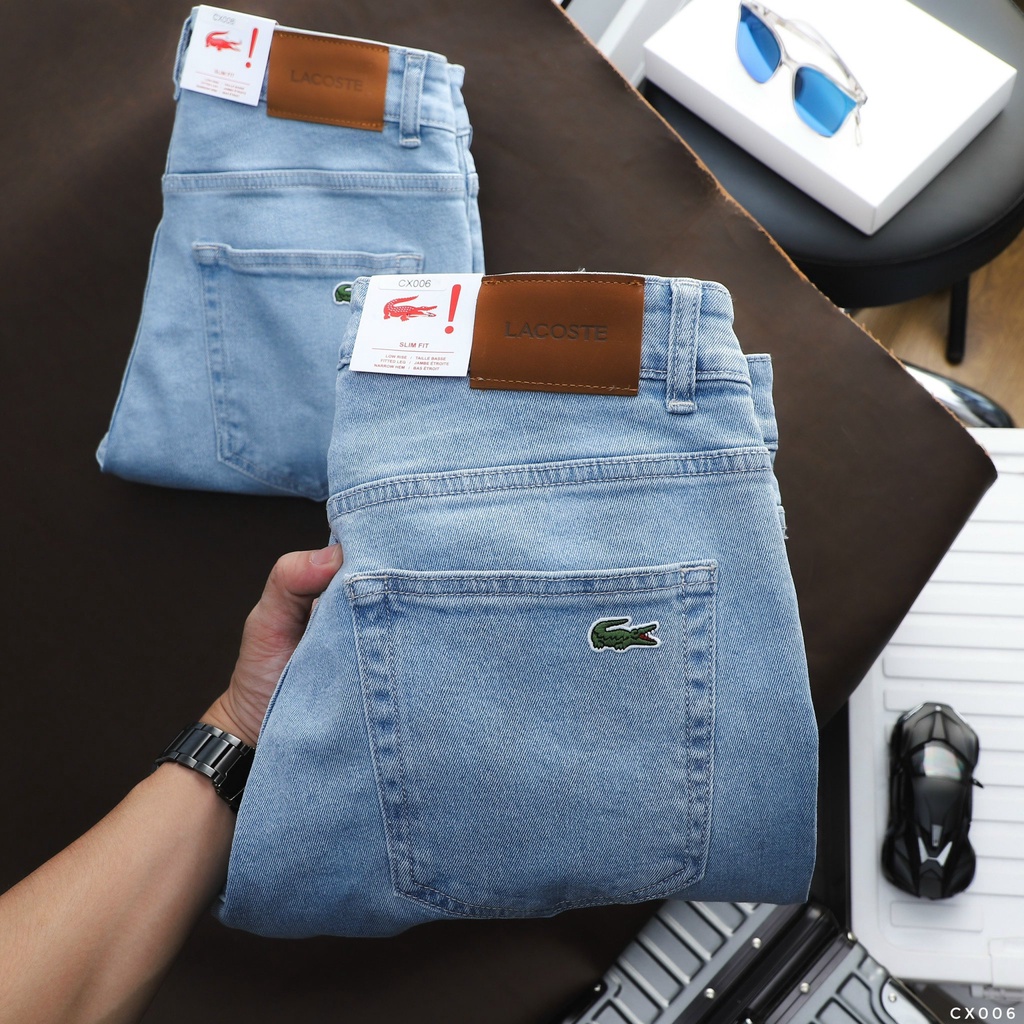 Quần Jean Nam LACOSTE BASIC TRƠN Màu Xanh Nhạt Form SlimFit Mềm Mịn Co Giãn Hàng Xuất Xịn Có Big Size
