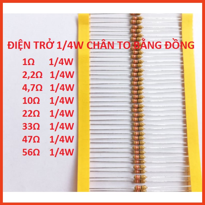 Điện Trở 22ôm 22r 22ohm1/4W 5% Loại Chân To Bằng Đồng