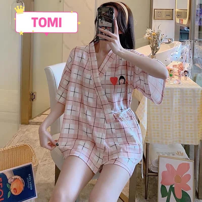 Bộ đồ ngủ nữ, bộ pyjama thắt dây ngắn tay - TOMI BOUTIQUE | BigBuy360 - bigbuy360.vn