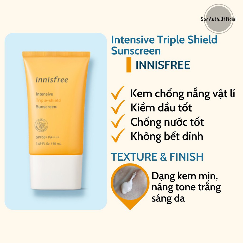 Kem chống nắng Innisfree Perfect UV protection Triple -Shield Spf50+/PA++++ | BigBuy360 - bigbuy360.vn