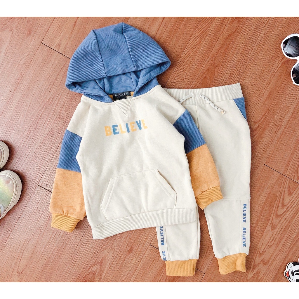 Bộ nỉ hoddie lót bông xuất xịn hãng Primark dày dặn cho bé trai