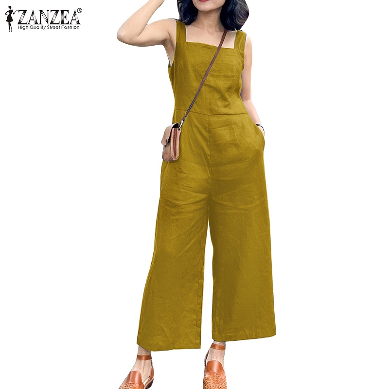 Áo liền quần Zanzea không tay cổ vuông thời trang cho nữ