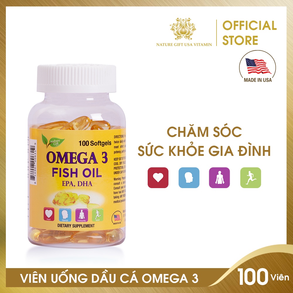 [MUA 2 TẶNG 1] Combo 2 Omega 3 100V+ tặng 1 hộp Viên uống Multivitamin Nature Gift USA