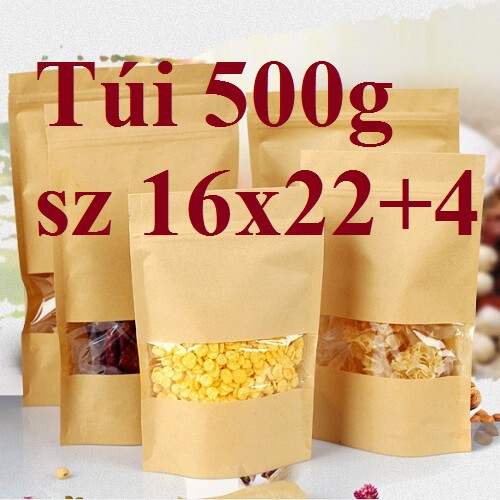 16x22 - 100 Túi zipper giấy kraft đáy bầu dục phủ bóng - đựng được nước, cửa sổ đáy đứng, video sản phẩm thật