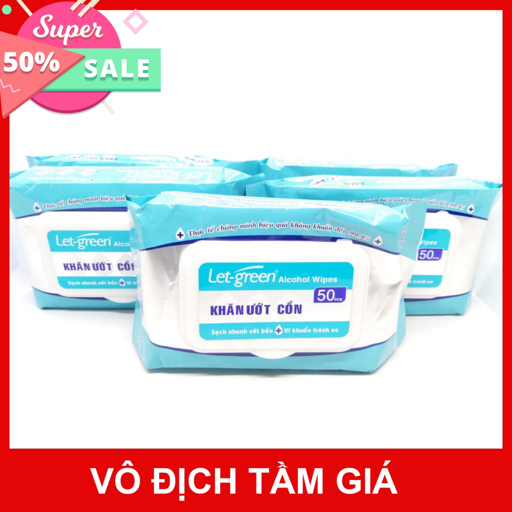 1 gói  khăn ướt cồn Let-green diệt khuẩn 99,99%.