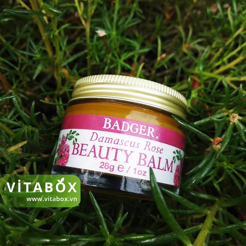 Sáp dưỡng da hoa hồng BADGER dưỡng ẩm ngày đêm, làm sáng da, chống lão hóa - Damascus Rose Balm - USDA Organic