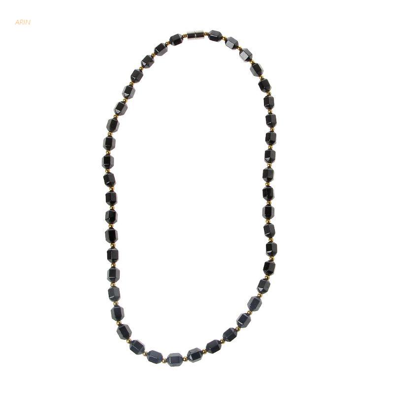 Vòng cổ đá Hematite đen từ tính giảm đau khớp vai cổ