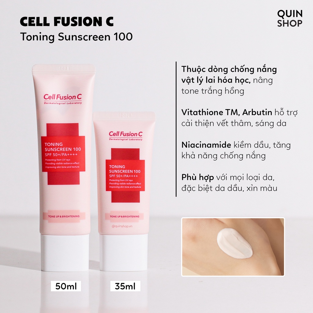 Kem Chống Nắng Cho Da Mụn Nhạy Cảm Cell Fusion C Laser, Clear, Advanced Clear, Toning, Brightening Tone Up Sunscreen 100