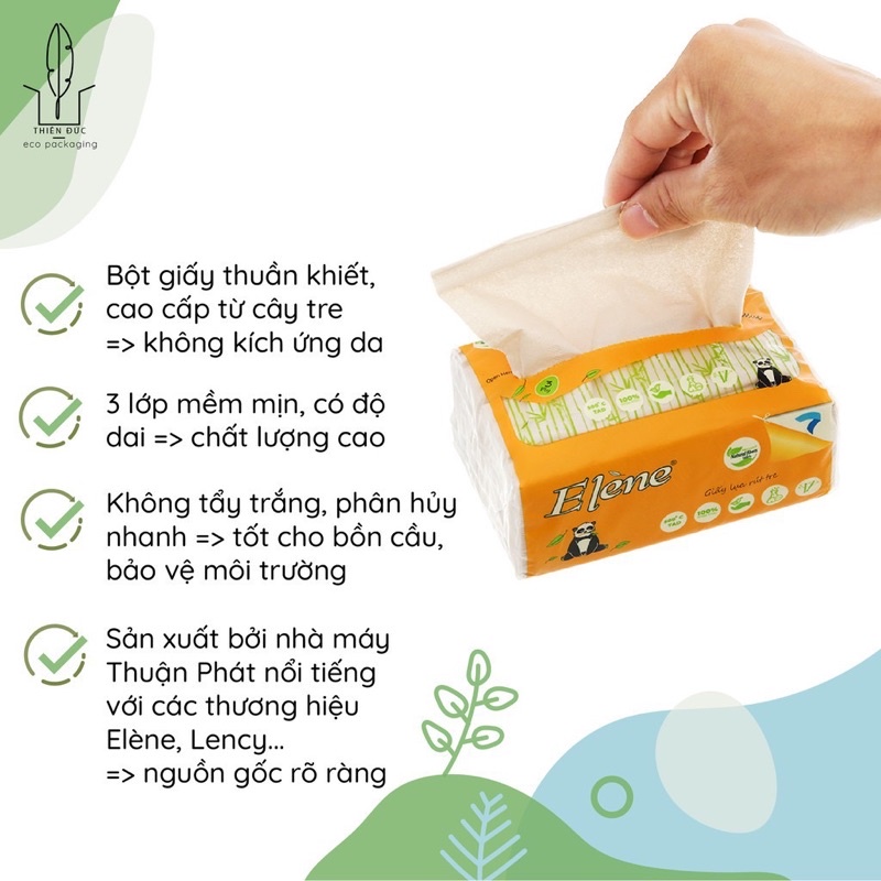 Thùng 30 Gói Giấy Rút Sợi Tre Elene 1 Gói 300 Tờ Hàng Việt Nam Chính Hãng ( Thuận Phát )