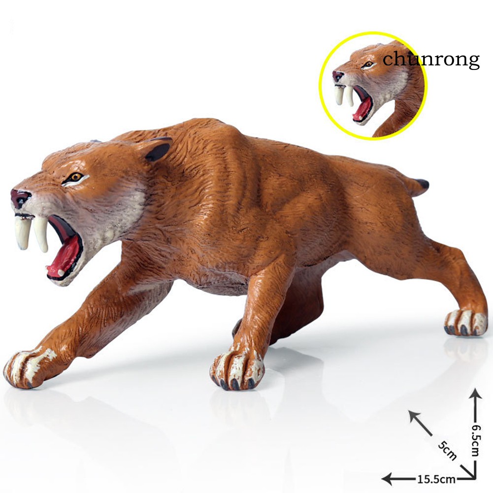 CR+Realistic Saber Lion Tiger Wild Animal PVC Solid Figurine Kids Educational Toy