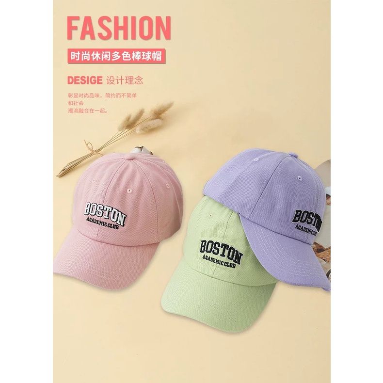 Mũ Lưỡi Trai Thêu Chữ Boston Dành Cho Nam Và Nữ Vải Cotton Thời Trang