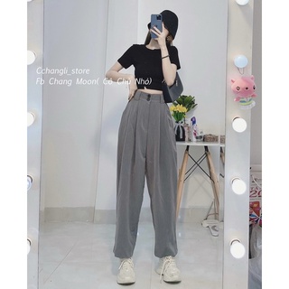Quần baggy vải cạp cao (ảnh thật shop chụp)