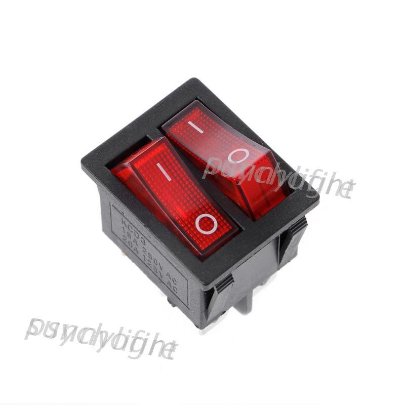 Công Tắc Bật Tắt Đôi 6 Chấu Với Đèn Xanh Đỏ 20a 125v Ac