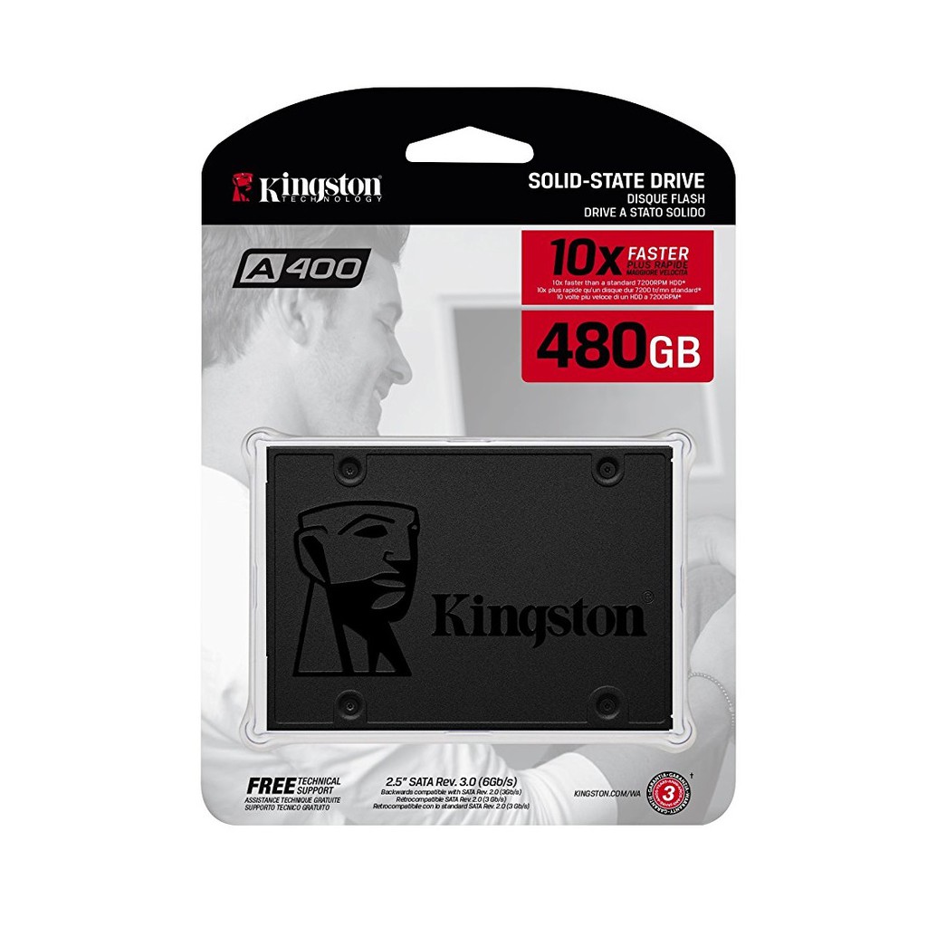 Ổ cứng SSD Kingston A400 SATA 3 480GB SA400S37/480G (Xám đen)