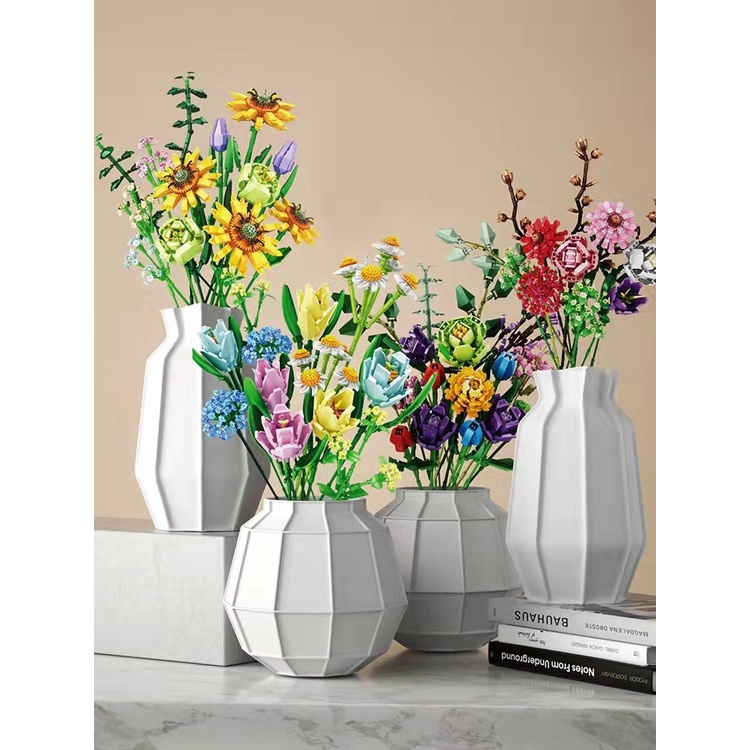 Bộ lắp ráp khối xây dựng hoa hãng Panlos lego bó hoa 4 mẫu