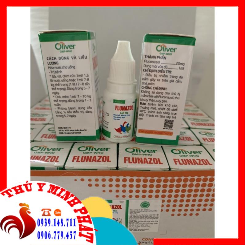 FLUNAZOL (10ml) - Nấm phổi, nấm diều, nấm nội tạng, đẹn miệng dành cho gà đá, chó, mèo, chim cảnh.