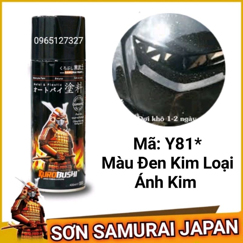 sơn xịt Samurai màu đen ánh kim Japan