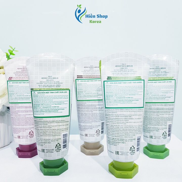 Sữa rửa mặt hàn quốc kwaillana cleansing story trà xanh, nhân sâm, dưa leo, lô hội, gạo nâu giúp sạch bã nhờn, tạo ẩm
