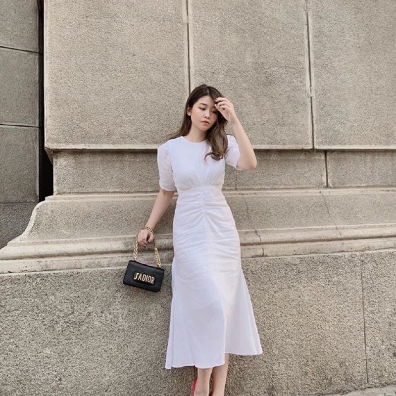 Đầm dài nhún eo