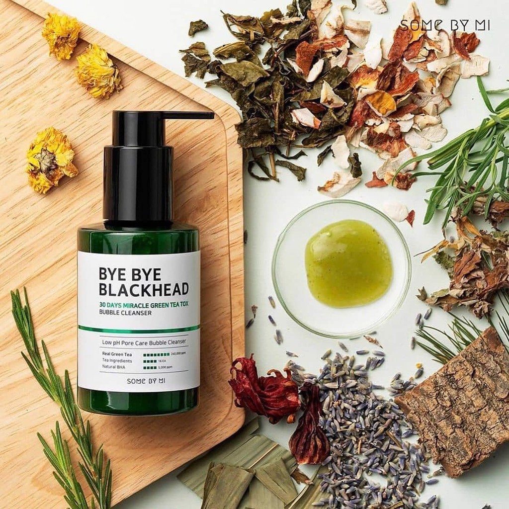 Sữa rửa mặt tiêu mụn đầu đen Some By Mi Bye Bye Blackhead 30 Days Miracle Green Tea Tox Bubble